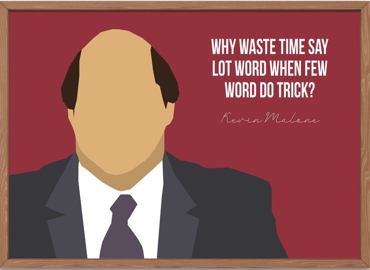 Artistic rendering of Kevin Malone from The Office humorously mocks the problems of truncated messaging models like Smart Brevity® when he says why waste time say lot word when few word do trick.